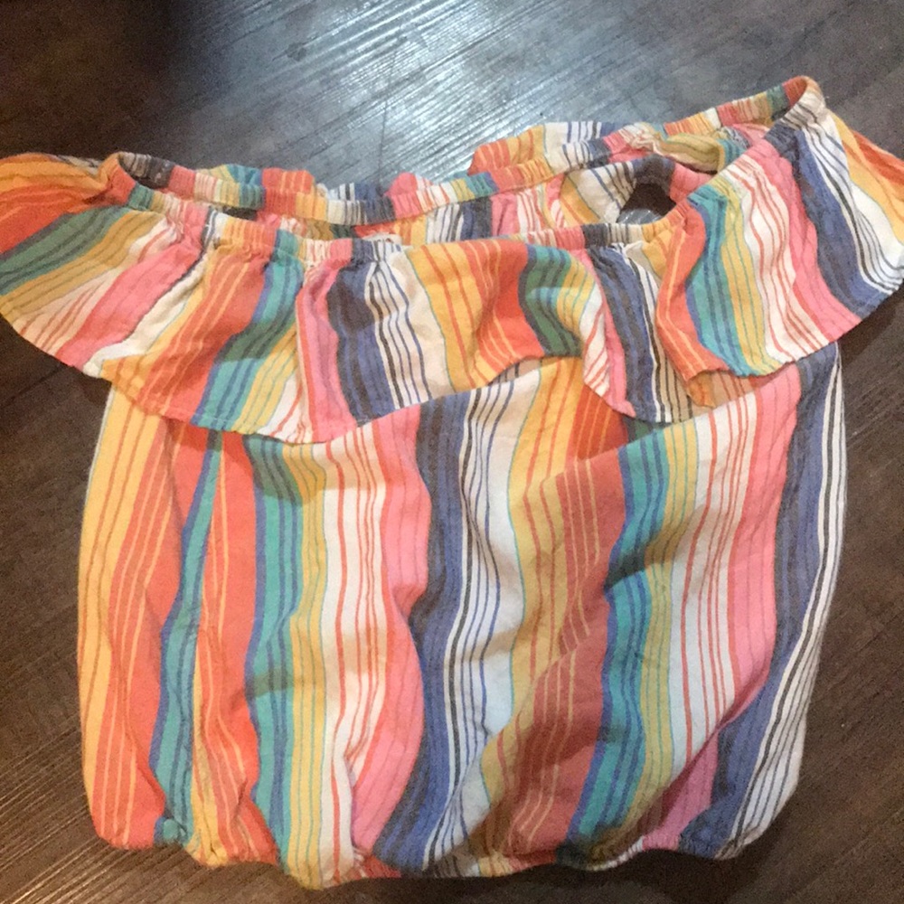 off the shoulder rainbow top